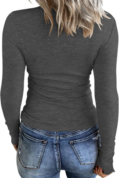 Women V-Neck Criss Cross Long Sleeve Tunic Tops