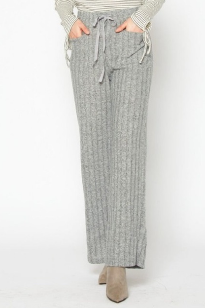 High Waist Ribbed Knit Straight Pants