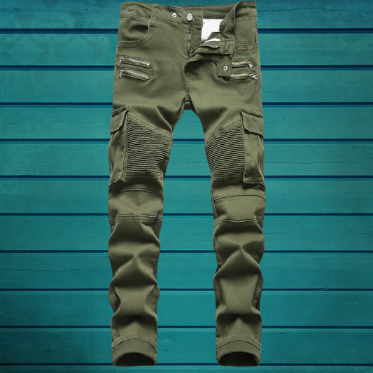 Men's Biker Zipper Deco Straight Fit Jeans