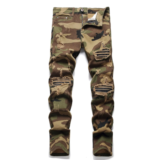 Men's Ripped Style Regular Fit Stretch Jeans