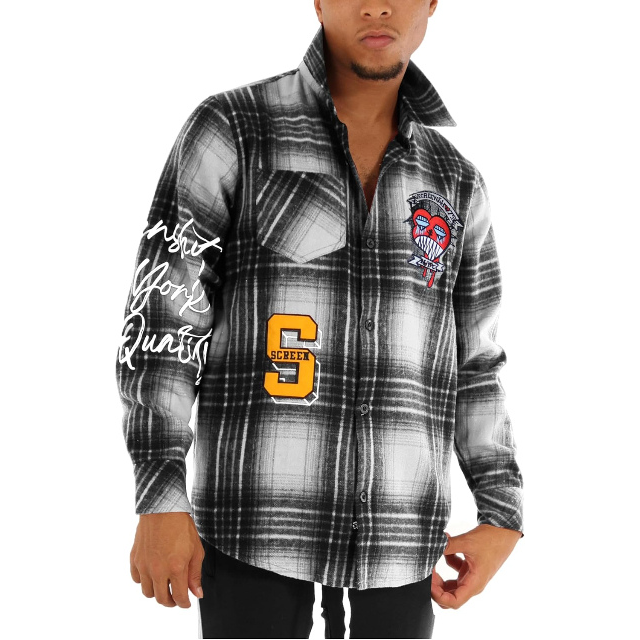 Men's Casual Plaid Flannel Button Down Long Sleeve Shirt Jacket