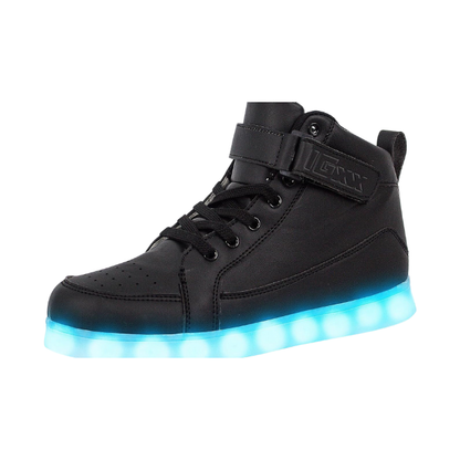 LED Light Up USB Recharging High Top Sneakers With a Strap