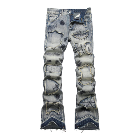 Men's Designer Patchwork Comfort Skinny Biker Jeans