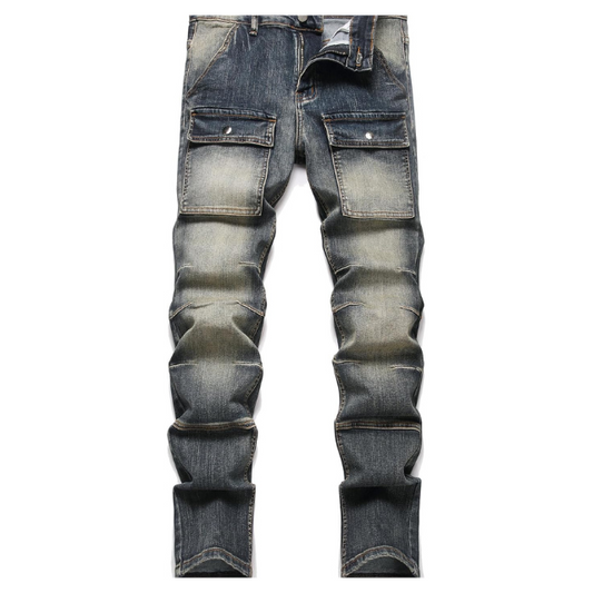 Men's Slim Fit Stretch Style Ripped Biker Jeans