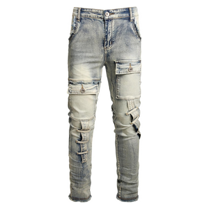 Men's Distressed Skinny Stretch Comfort Flex Waist Denim Jeans