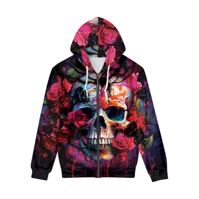 Men's 3D Galaxy Print Graphic Zip-Up Hoodie
