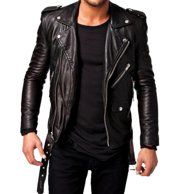 Men's Black REAL Lambskin Leather Biker Jacket