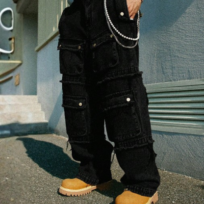 Men's Multi-Pocket Baggy Cargo Wide Leg Jeans