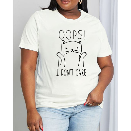 Oops I Don't Care Graphic Cotton T Shirt