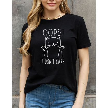 Oops I Don't Care Graphic Cotton T Shirt