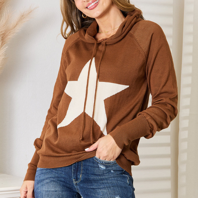 Women's Star Graphic Hooded Sweater