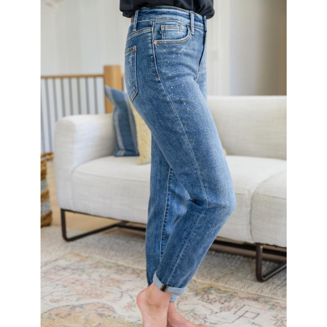 Rising Faded Splash Boyfriend Jeans