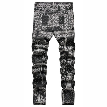 Men's Paisley Fitted Skinny Jeans