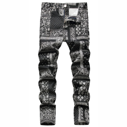 Men's Paisley Fitted Skinny Jeans