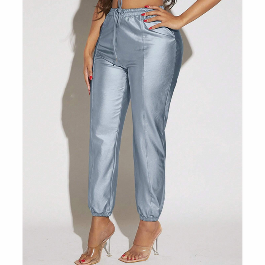 Sexy Metallic Drawstring Waist Pants