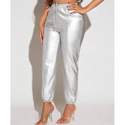 Sexy Metallic Drawstring Waist Pants