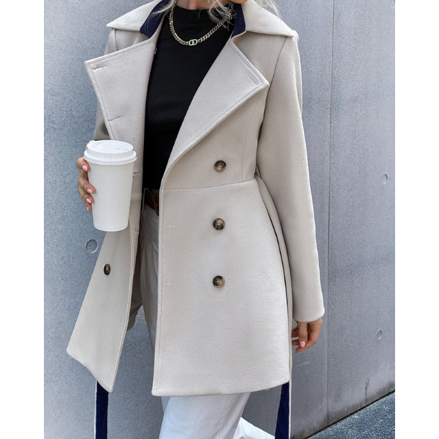 Casual Long Sleeve Lapel Collar Overcoat