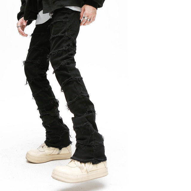 Men's Frayed Destruction Waxed Jeans