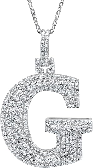 White Gold Plated Moissanite Diamond Initial Necklace  A To Z Alphabet