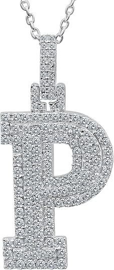 White Gold Plated Moissanite Diamond Initial Necklace  A To Z Alphabet