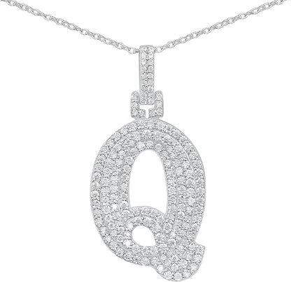 White Gold Plated Moissanite Diamond Initial Necklace  A To Z Alphabet