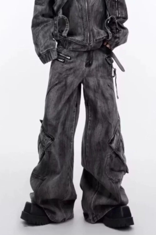 Men's Oversized Wide Leg Cargo Jeans