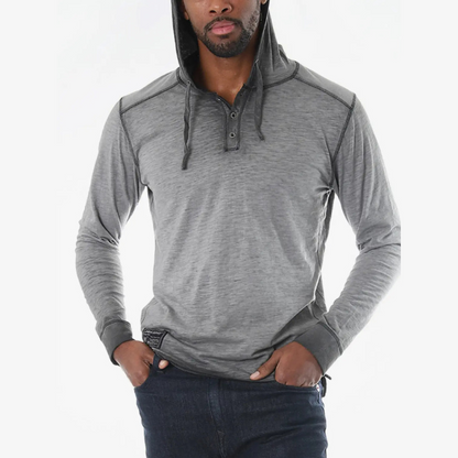 Men's Vintage Long Sleeve Dye Hooded Shirt