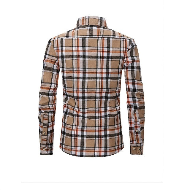 Men's Double Pocket Long Sleeve Flannel Shirt