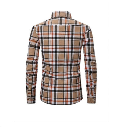 Men's Double Pocket Long Sleeve Flannel Shirt