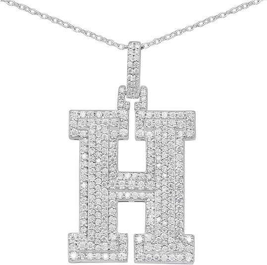 White Gold Plated Moissanite Diamond Initial Necklace  A To Z Alphabet