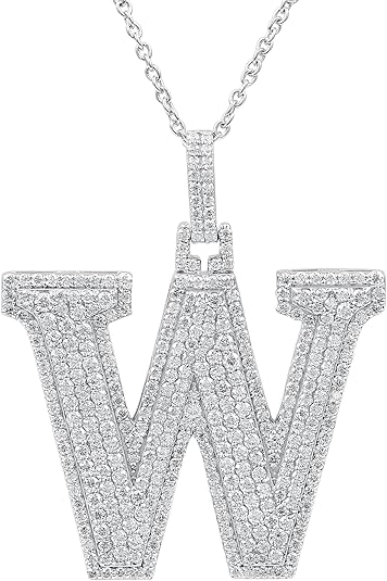 White Gold Plated Moissanite Diamond Initial Necklace  A To Z Alphabet