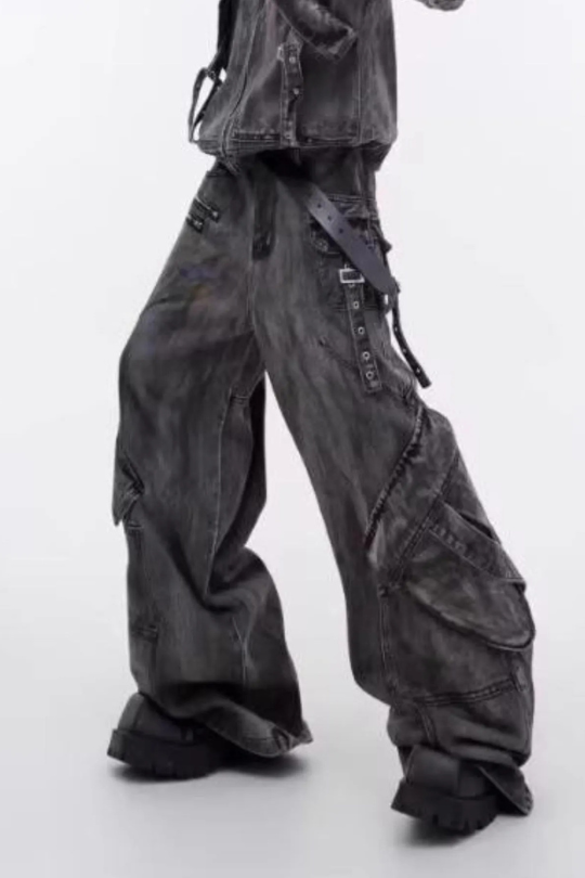 Men's Oversized Wide Leg Cargo Jeans
