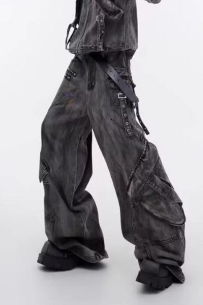 Men's Oversized Wide Leg Cargo Jeans