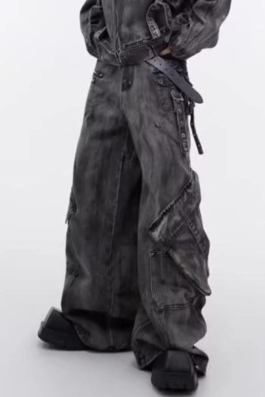 Men's Oversized Wide Leg Cargo Jeans