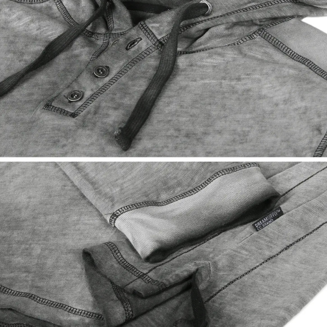 Men's Vintage Long Sleeve Dye Hooded Shirt