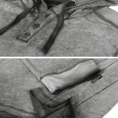 Men's Vintage Long Sleeve Dye Hooded Shirt