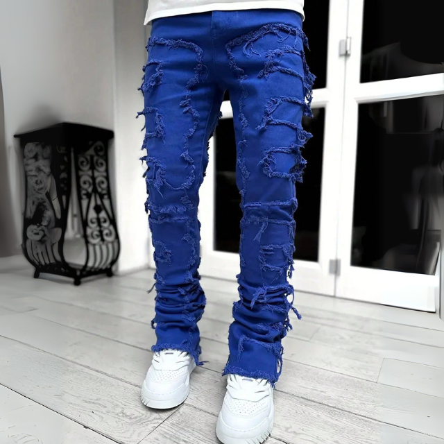 Men's Fully Ripped Frayed Distressed Jeans