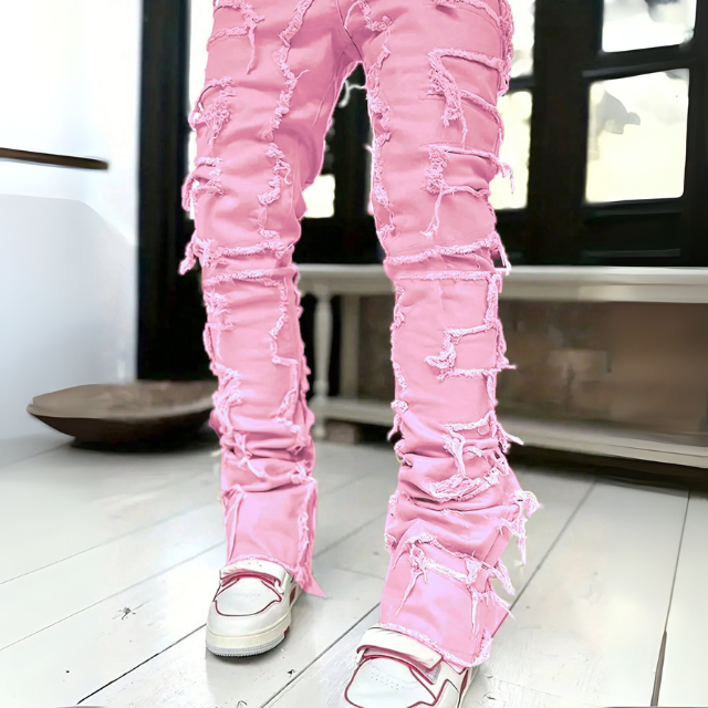 Men's Fully Ripped Frayed Distressed Jeans