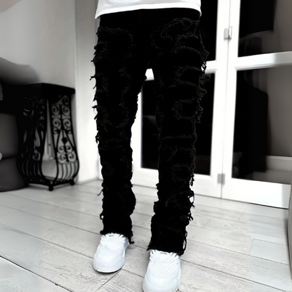 Men's Fully Ripped Frayed Distressed Jeans
