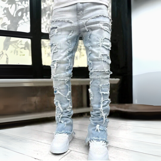Men's Fully Ripped Frayed Distressed Jeans
