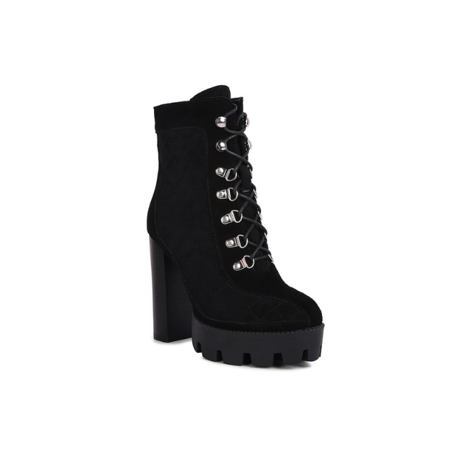 Women's Fine Suede Quilted Ankle Boots