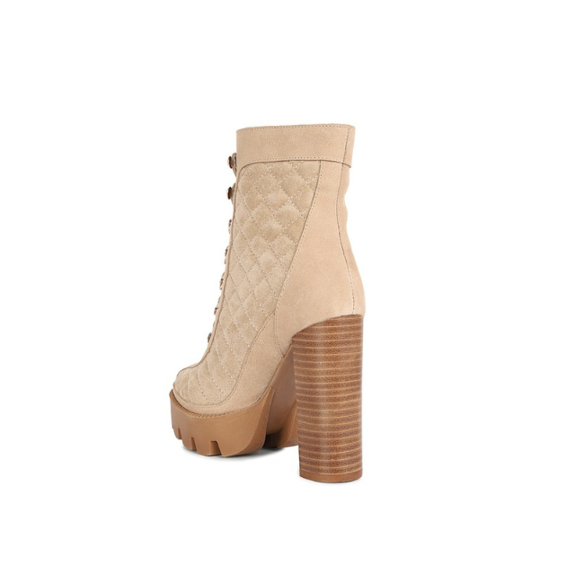 Women's Fine Suede Quilted Ankle Boots
