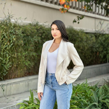 Women's Suede Lapel Zip Up Jacket