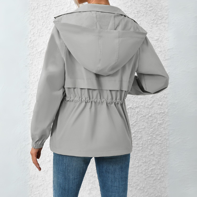 Drawstring Zip Up Hooded Jacket