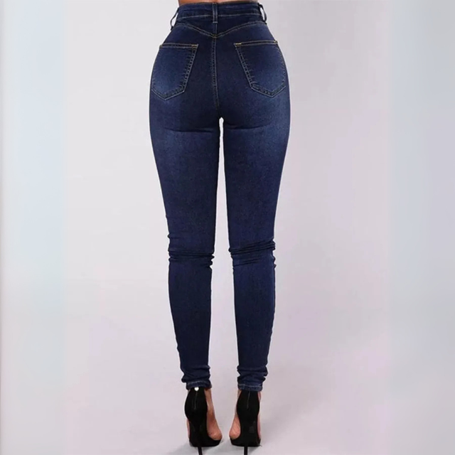 High-Waisted Double-Breasted Skinny Jeans