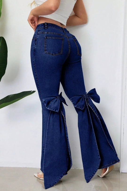 Women's Beauty Bow Bell Bottom Jeans