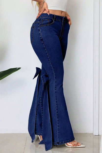 Women's Beauty Bow Bell Bottom Jeans