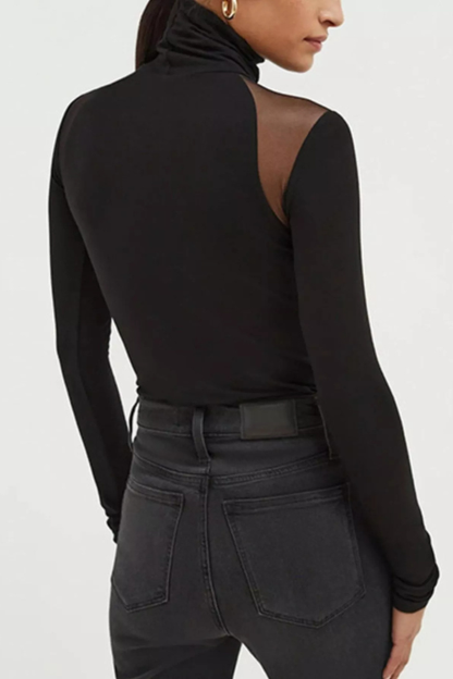 Women's Mesh Shoulder Turtleneck Bodysuit