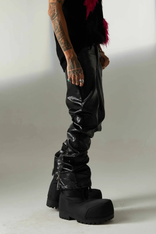 Men's Leather Baggy Drip Pants