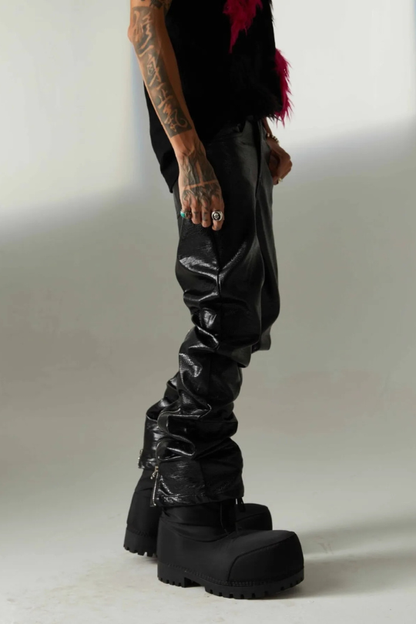 Men's Leather Baggy Drip Pants